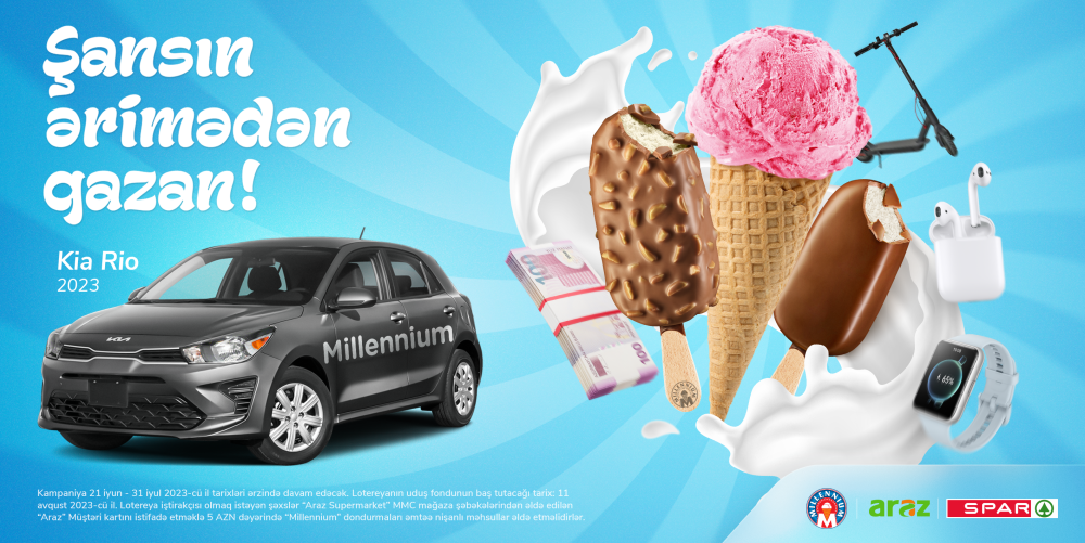 Bu yay Millennium dondurma lezzeti ile sansin erimeden qazan!