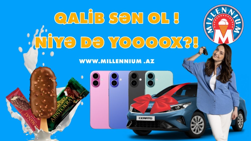 Millennium Dondurma Yay Lotereyasini Baslatdi: KIA CERATO ve iPhone 16 Qazan!
